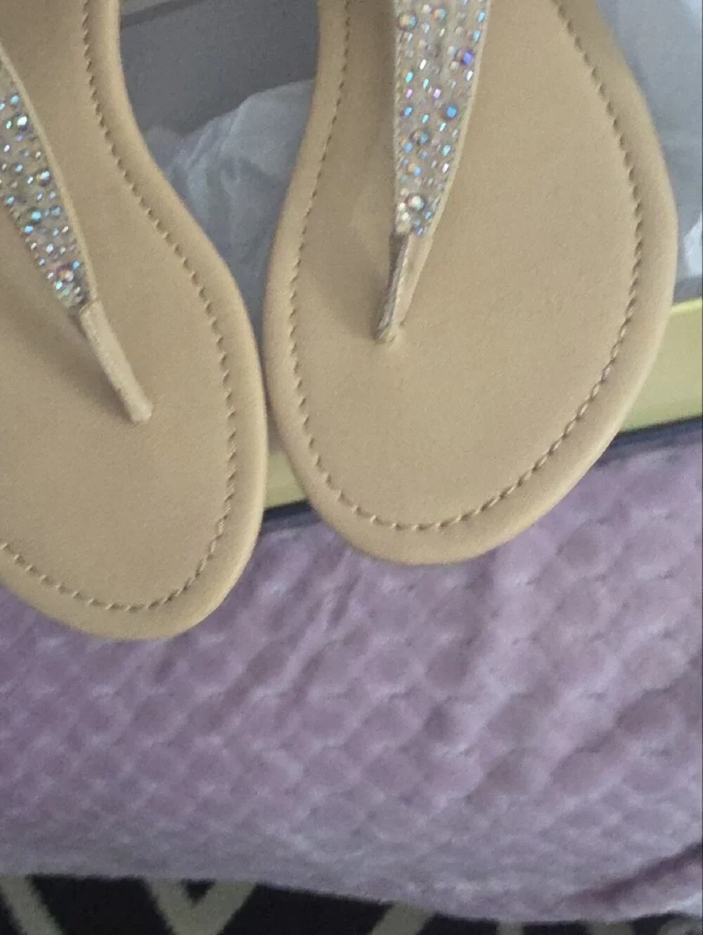 Coach and Four Nude Beaded T-Strap Sandals